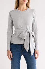 GO COUTURE Tie Front Knit Sweater