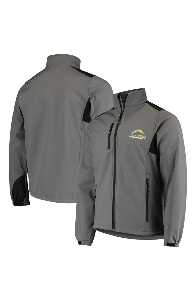 DUNBROOKE Men's Dunbrooke Charcoal Los Angeles Chargers Circle Softshell Fleece Full-Zip Jacket, Main, color,