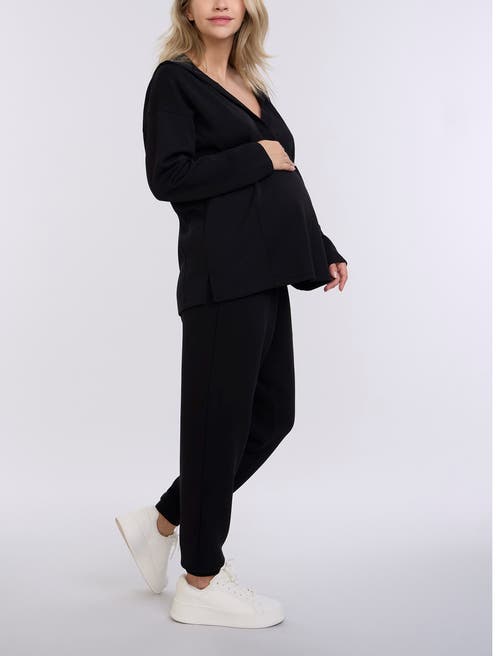 Motherhood Maternity Under The Belly Side Pockets Scuba Jogger In Black