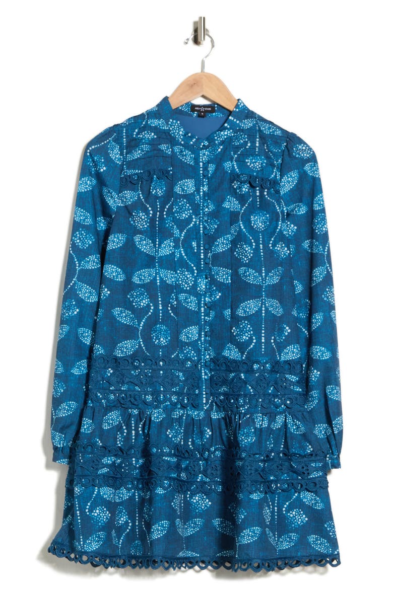 Volta Long Sleeve Eyelet Dress, Alternate, color, BLUE
