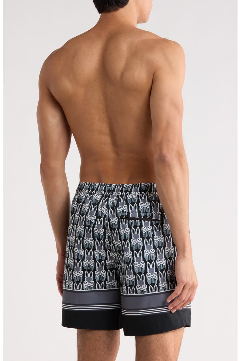 Jake Print Swim Trunks, Alternate, color, BLACK