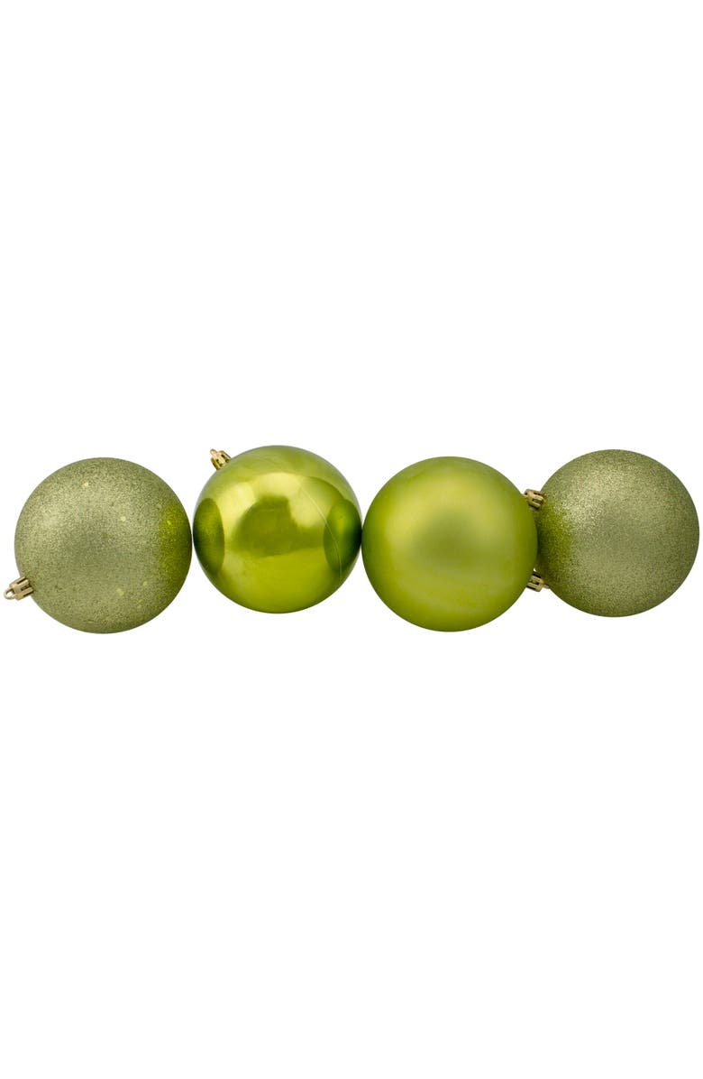 Northlight 12ct Kiwi Green Shatterproof 4-Finish Christmas Ball Ornaments 4", Alternate, color, Green