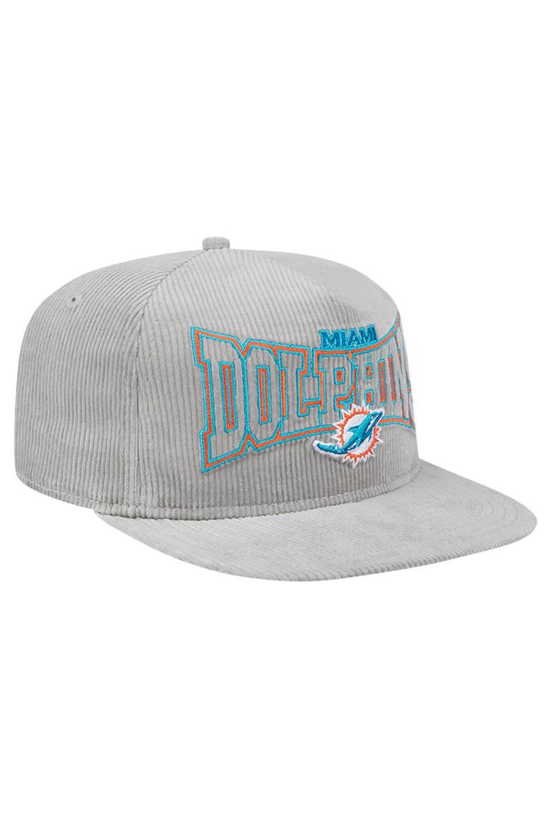 Men's New Era  Gray Miami Dolphins Corduroy Golfer Adjustable Hat, Alternate, color, Gray