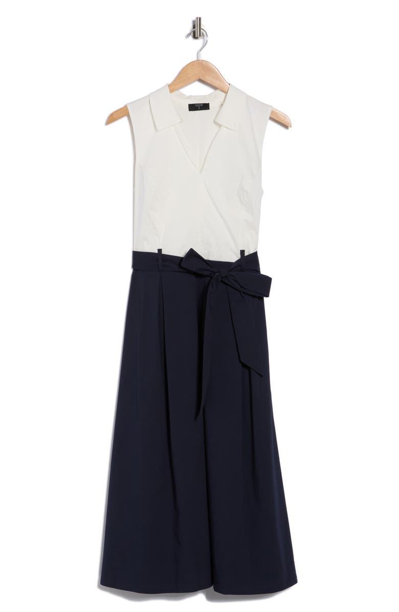T Tahari Colorblock Sleeveless A-Line Dress, Main, color, White Star And Navy