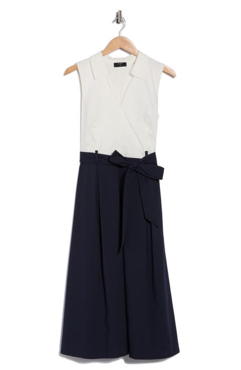 Colorblock Sleeveless A-Line Dress