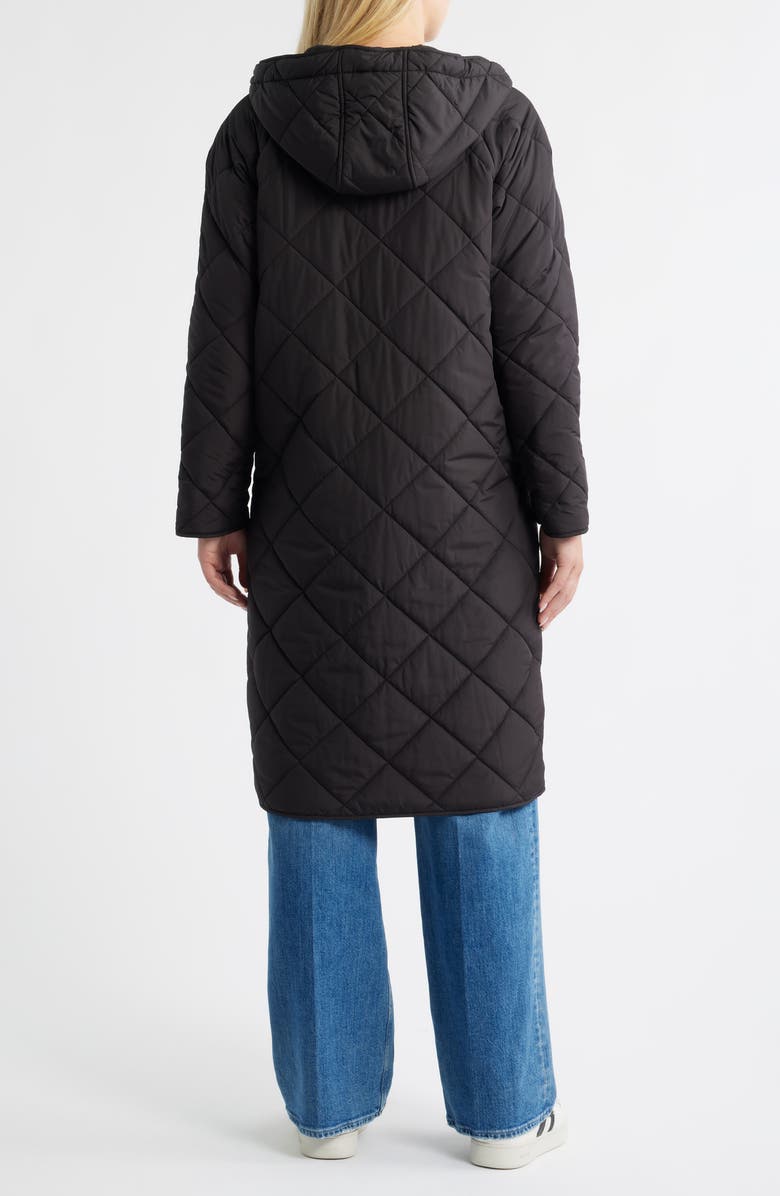 Bernardo Hooded Quilted Longline Jacket, Alternate, color, Black