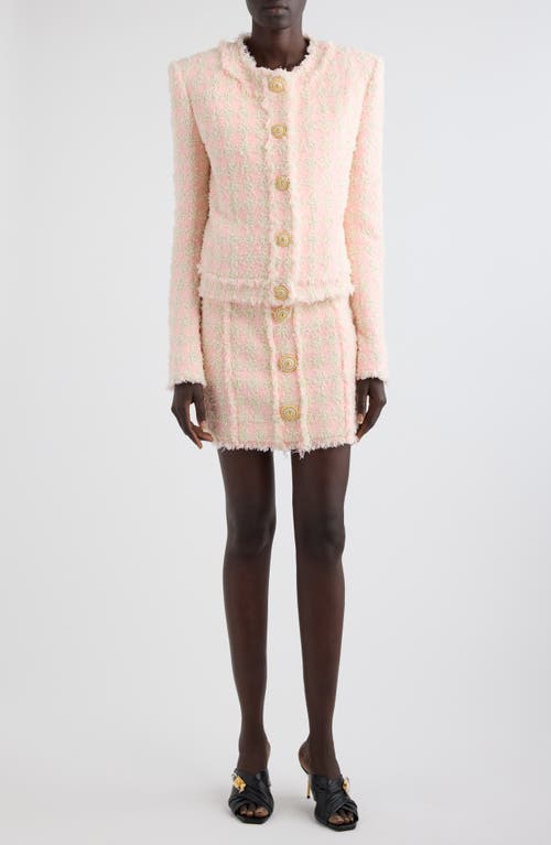 Balmain Five-button Tweed Jacket In Ohp Rose/multi