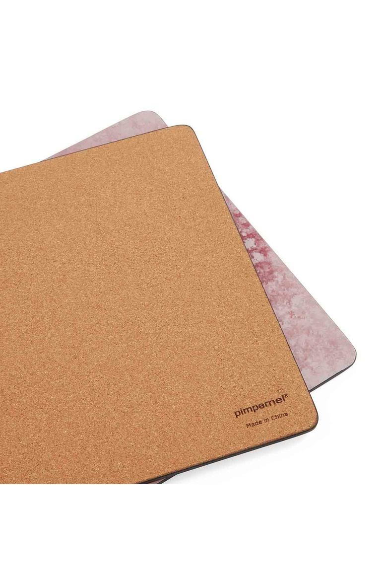 Minerals Rose Quartz Set of 4 Cork Back Placemats, Alternate, color, Pink