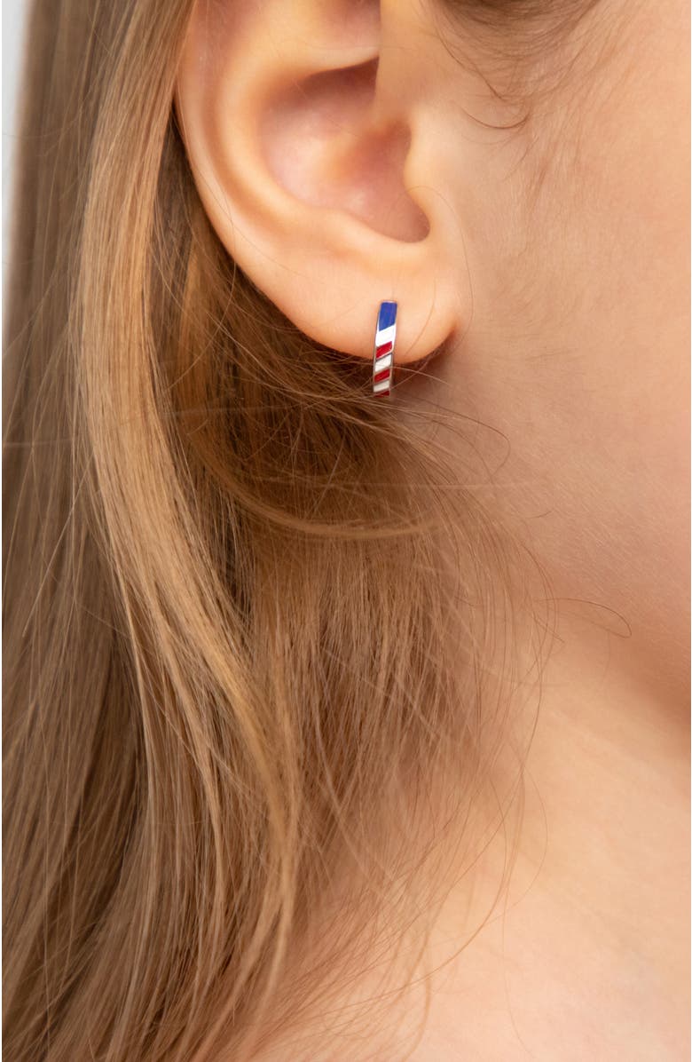 In Season Jewelry Patriotic Flag Hoop Earrings, Alternate, color, Silver
