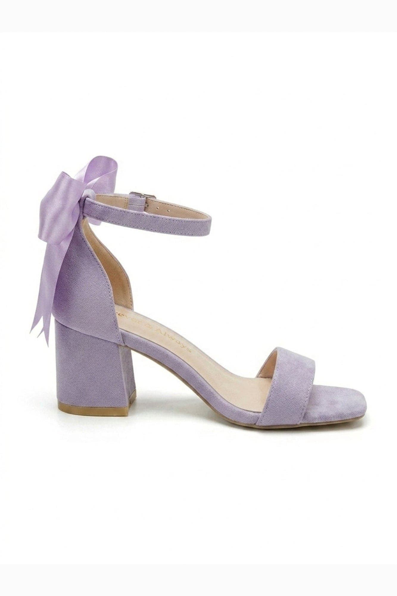 Rochelle Ivory Bridal Sandals with Ribbon, Alternate, color, Lilac Suede