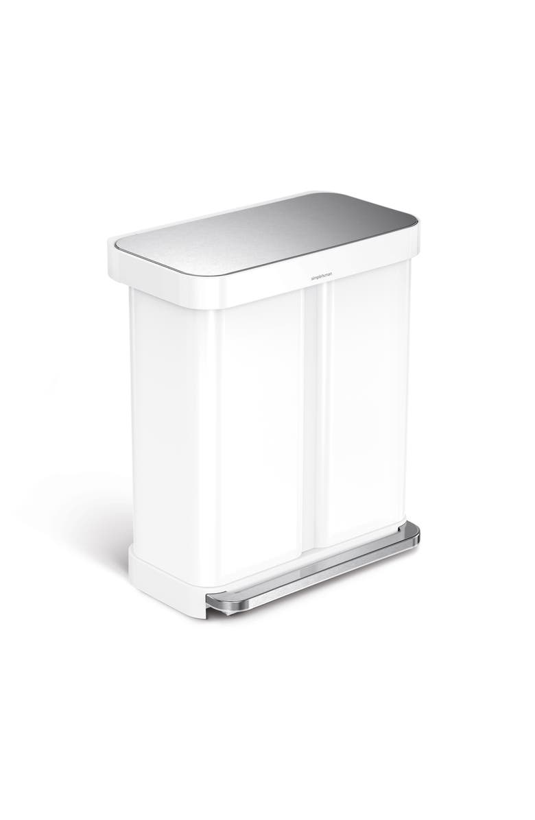 simplehuman 58L recycler rectangular step can, Main, color, White
