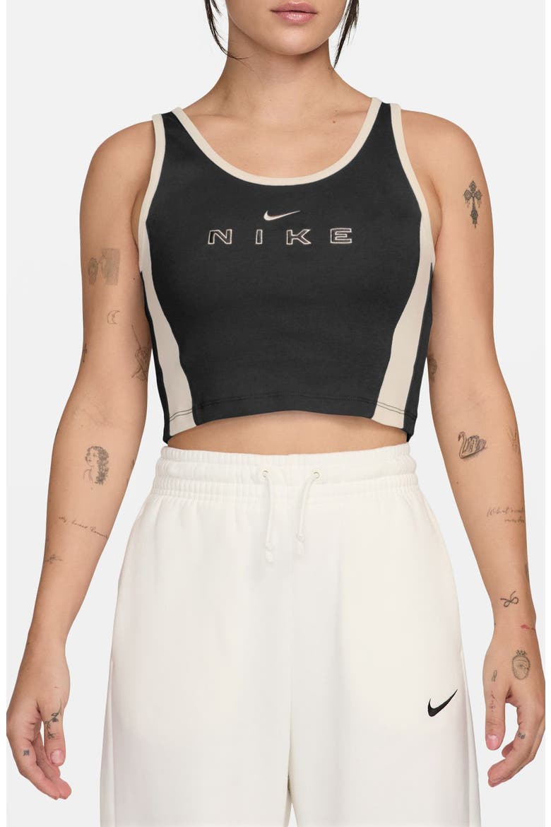 Sportswear Street GX Graphic Crop Tank, Main, color, BLACK/ CHALK