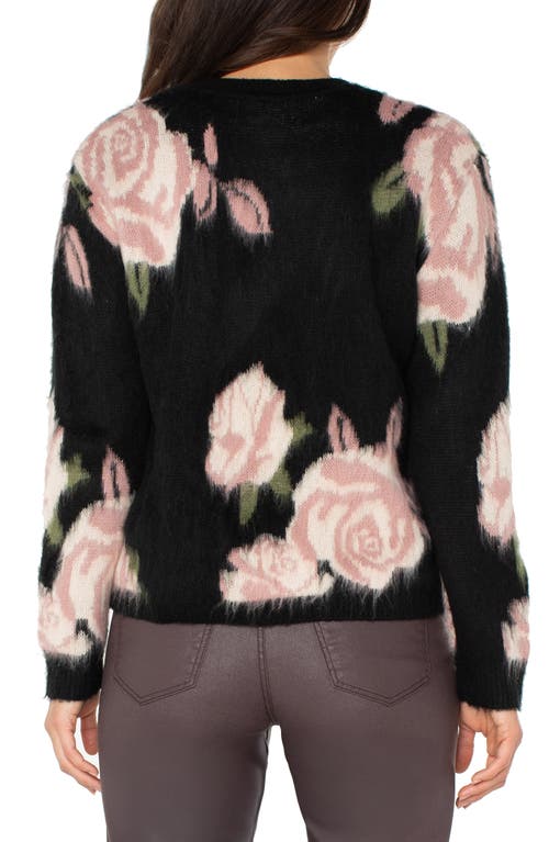 Liverpool Los Angeles Floral Drop Shoulder Sweater In Black