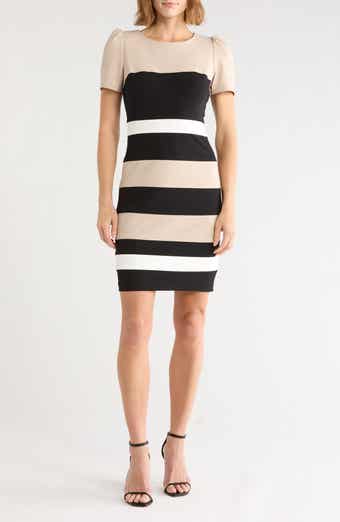 Short Sleeve Colorblock Sheath Dress