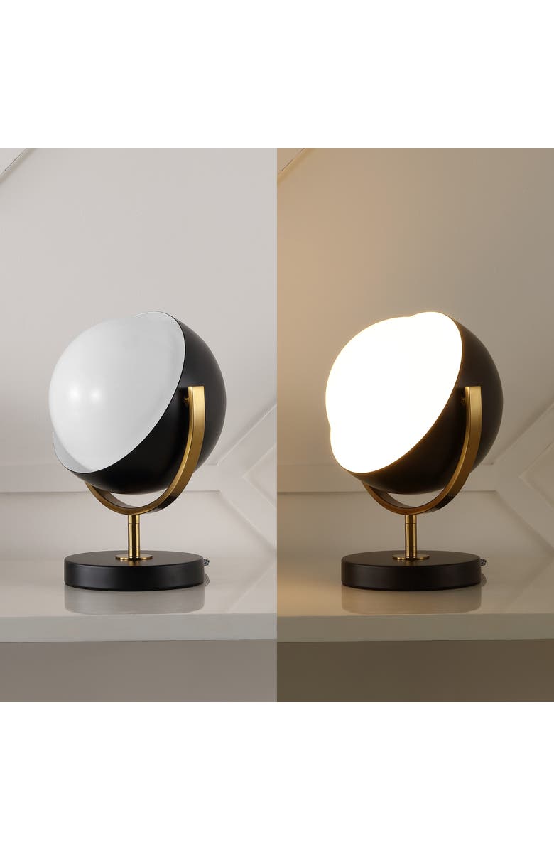 JONATHAN Y Orion Vintage Classic Metal/Acrylic Adjustable Orb LED Floor Spotlight, Alternate, color, Black/Brass Gold
