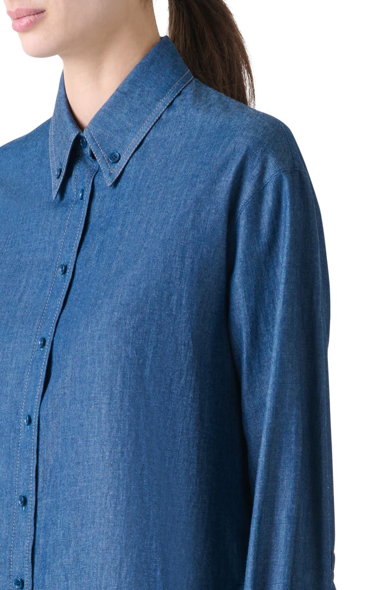 Akris punto Oversize Denim Button-Down Shirt, Alternate, color, Medium Blue Denim