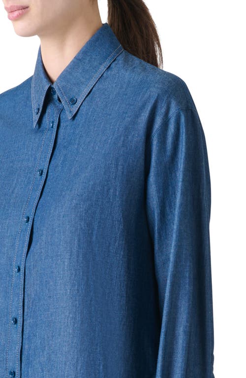 Akris Punto Oversize Denim Button-down Shirt In Blue