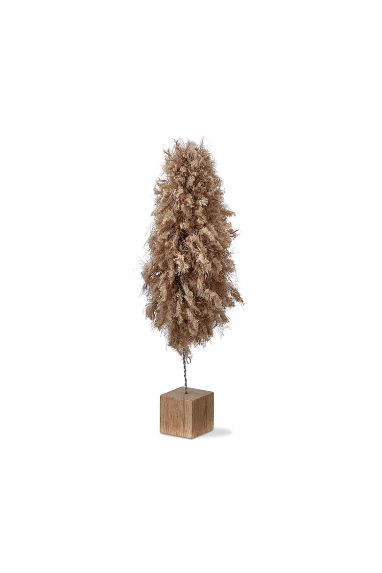 Minky Fleece Tree Sculpture Taupe Brown Holiday Decor, Main, color, Brown