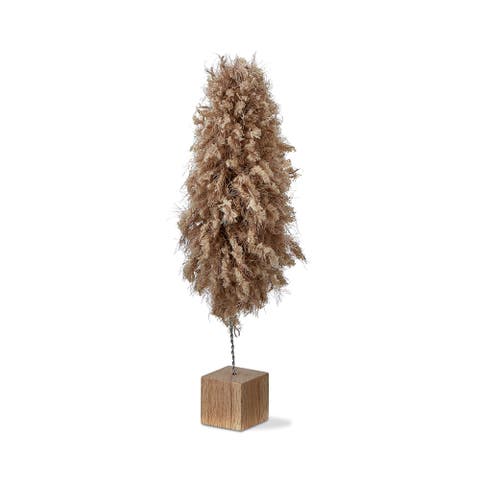 Minky Fleece Tree Sculpture Taupe Brown Holiday Decor