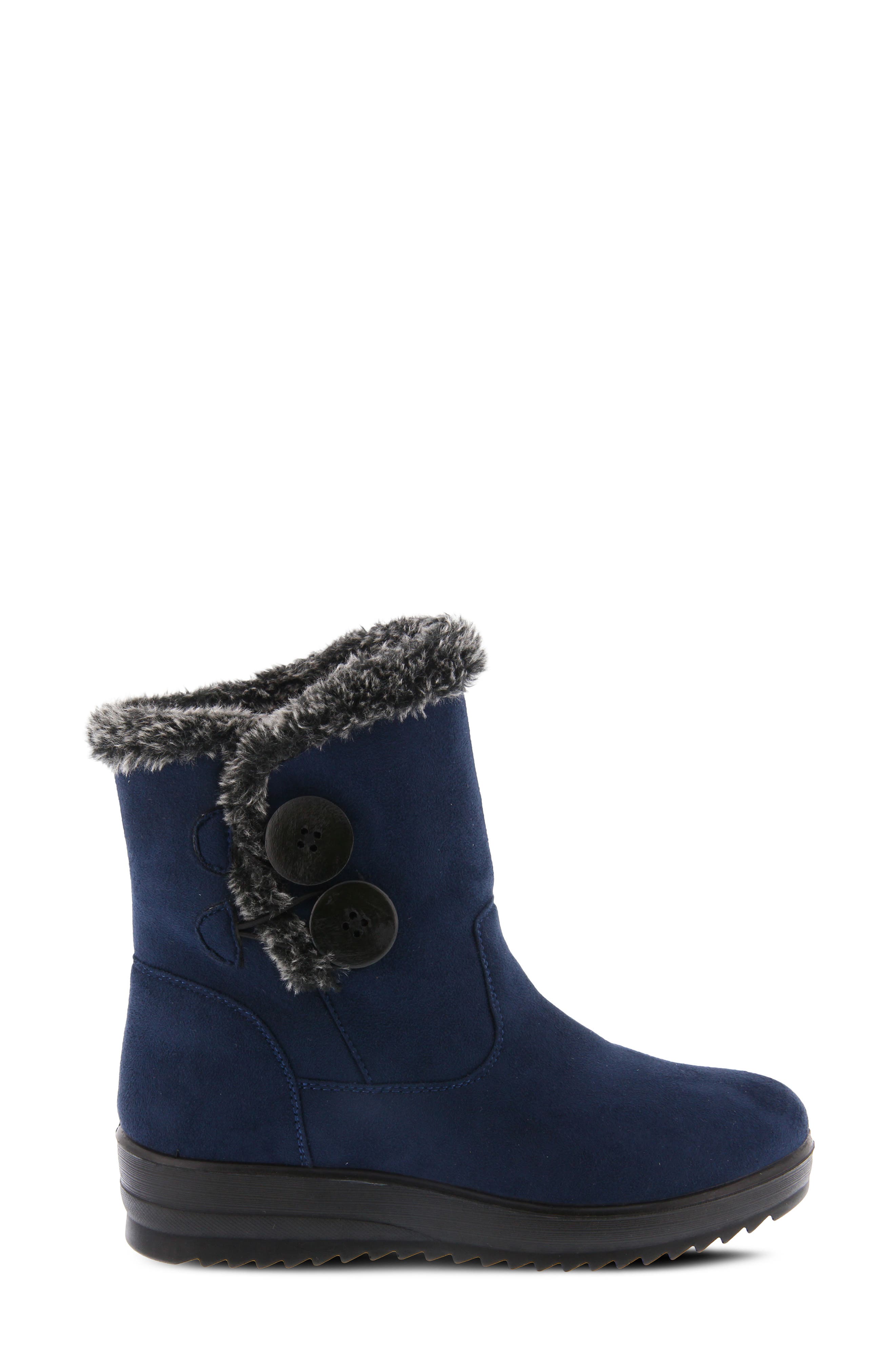 Istra Faux Fur Wedge Boot, Alternate, color, NAVY