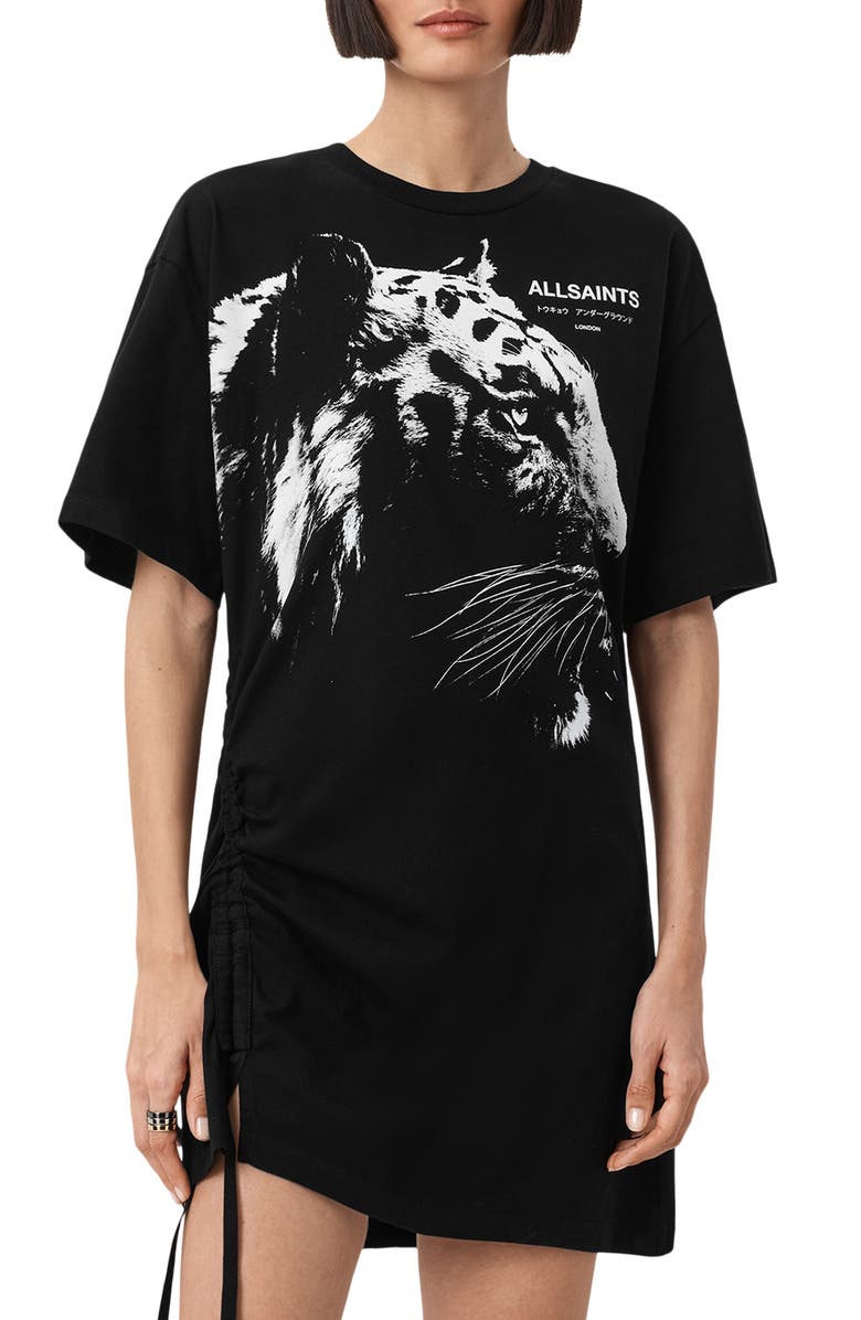 AllSaints Ivana Naeina Tiger Graphic T-Shirt Dress, Alternate, color,