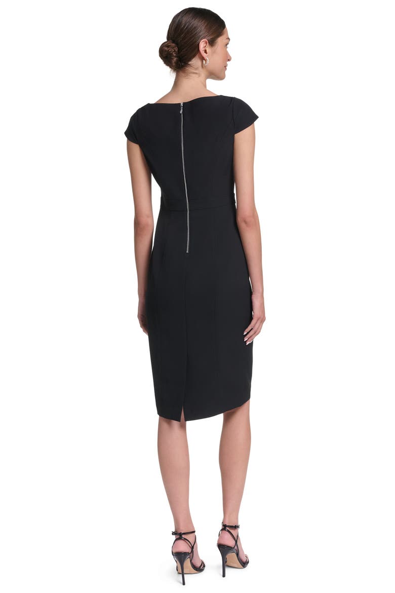 Cap Sleeve Crepe Midi Dress, Alternate, color, Black
