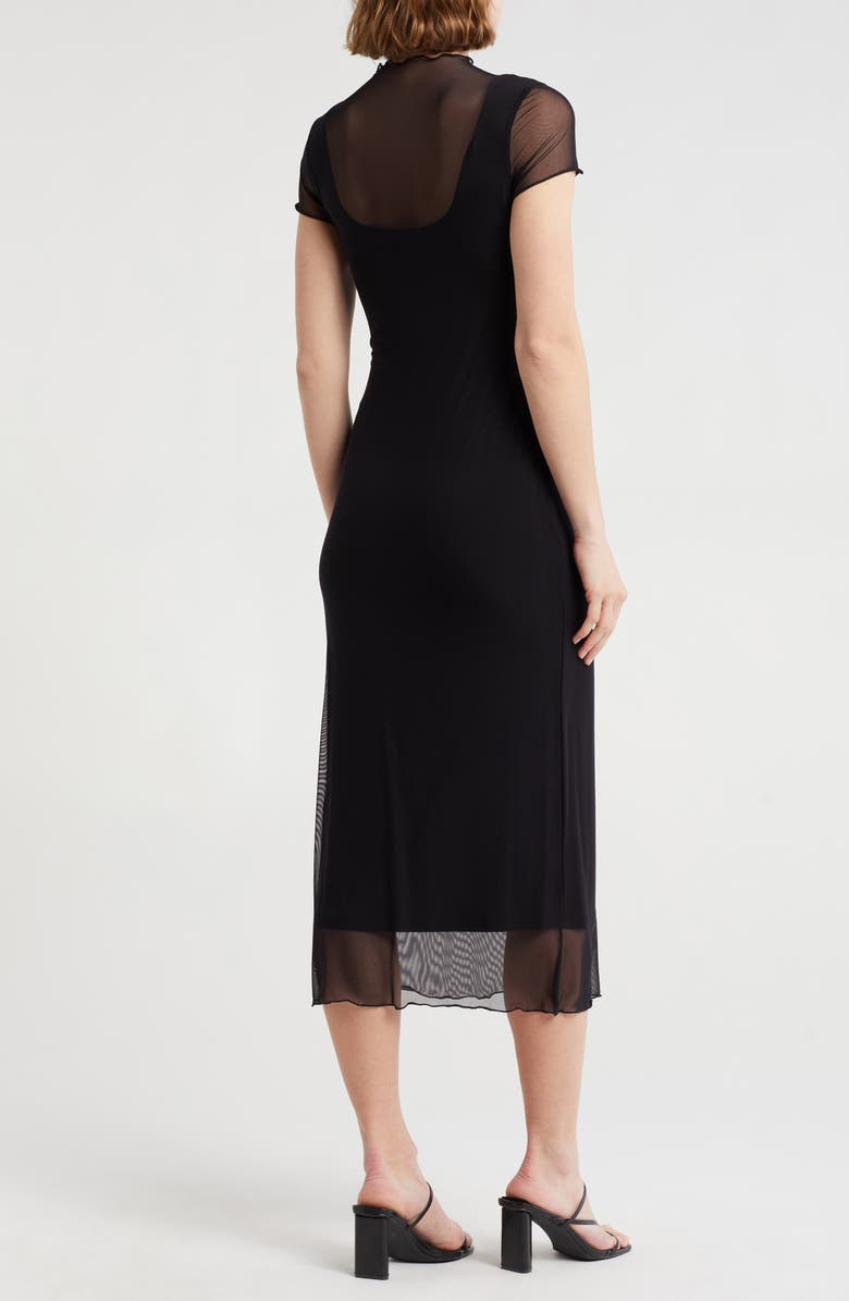 bebe Mesh T-Shirt Maxi Dress, Alternate, color, Black