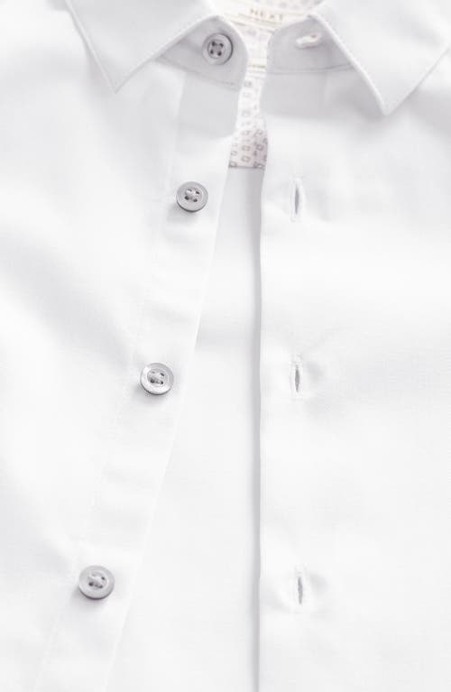 NEXT NEXT KIDS' PLAIN SMART SOLID WHITE STRETCH BUTTON-UP SHIRT