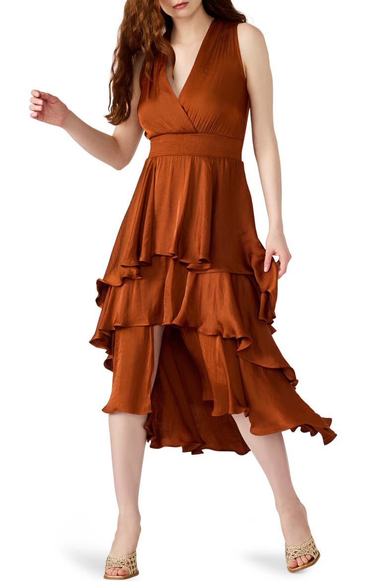Beiley Sleeveless Tiered Midi Dress, Alternate, color, GINGERBREAD