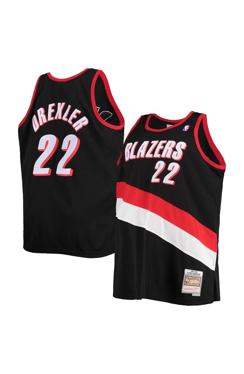 Mitchell & Ness Men's Mitchell & Ness Clyde Drexler Black Portland Trail Blazers 1991/92 Big & Tall Hardwood Classics Swingman Jersey, Alternate, color, 
