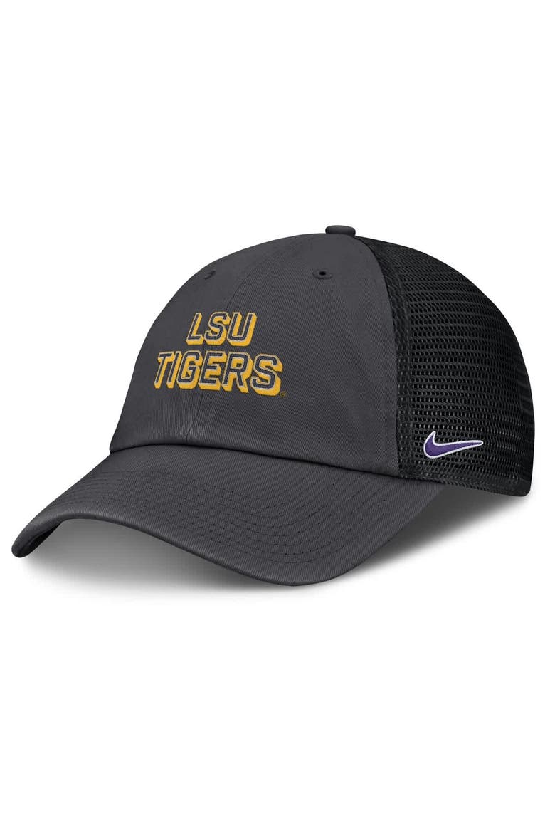 Men's Nike Anthracite LSU Tigers 2025 Gameday On-Field Club Adjustable Trucker Hat, Main, color, Anthracite