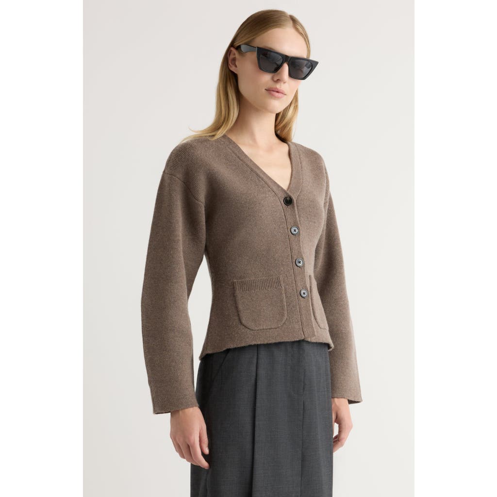 Modern Citizen Elinor Organic Cotton Wool V-neck Cardigan In Brown