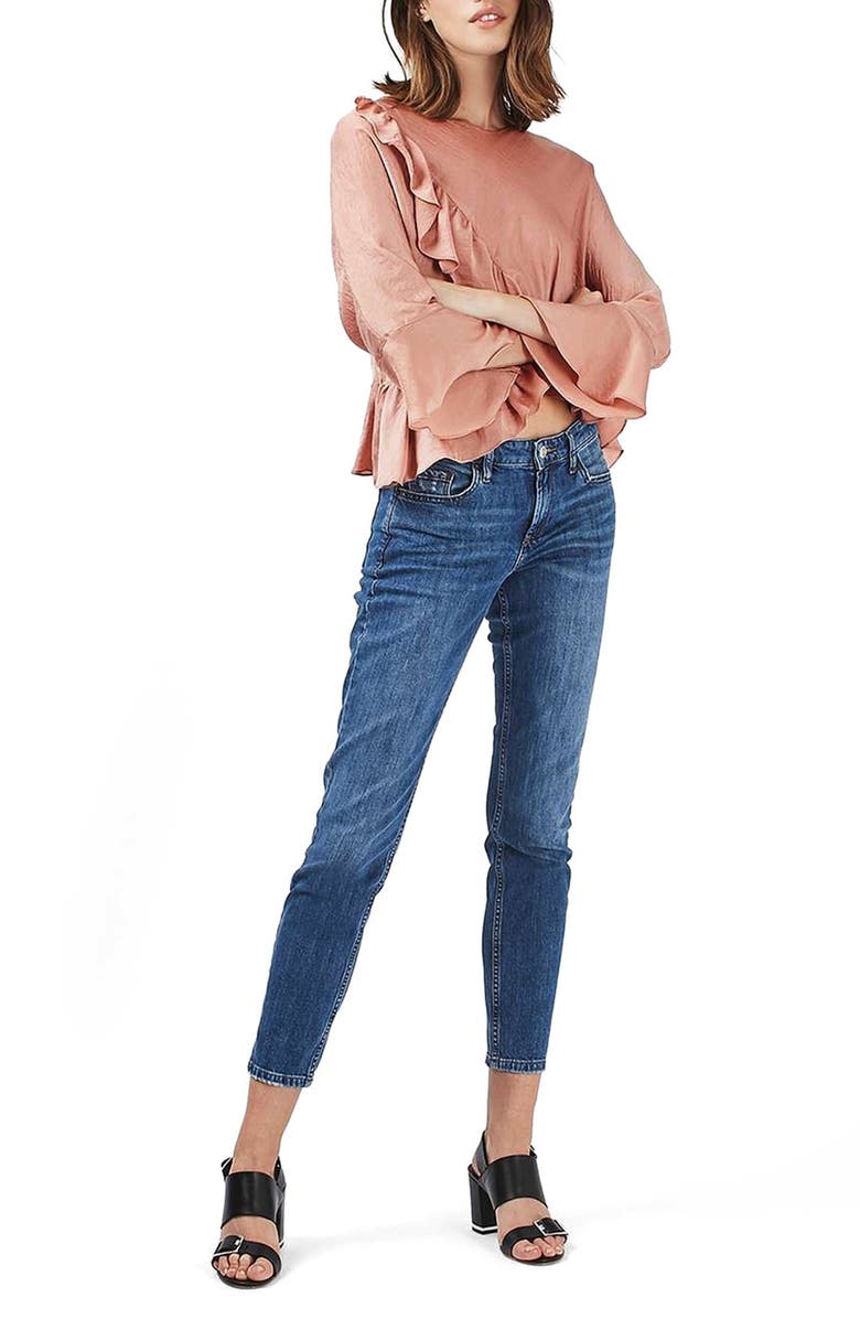 Topshop Ruffle Satin Blouse, Alternate, color,