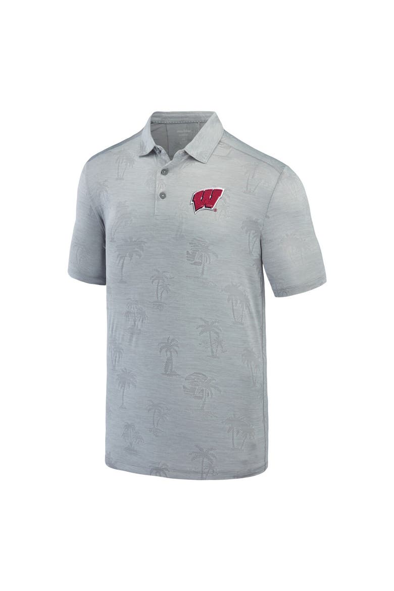 Men's Tommy Bahama Gray Wisconsin Badgers Sport Palm Coast Palmera IslandZone Polo, Alternate, color, Gray