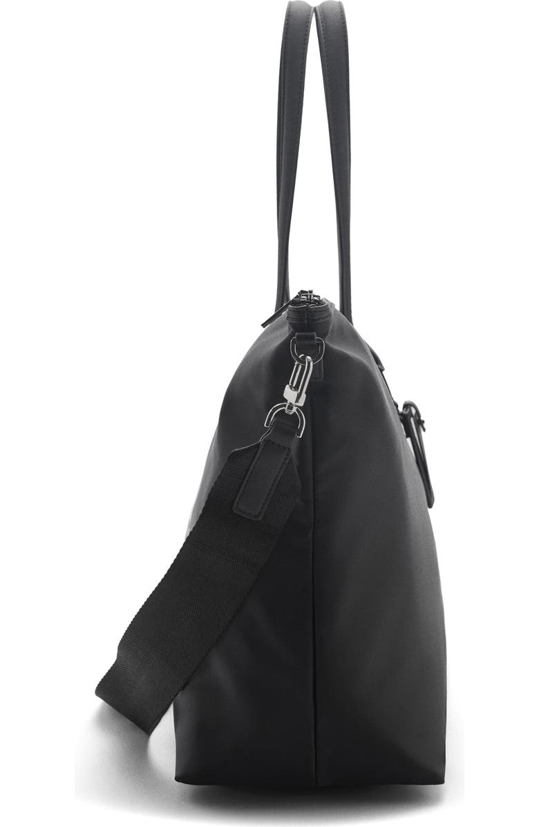 MANGO Large Nylon Shopper Tote, Alternate, color, Black