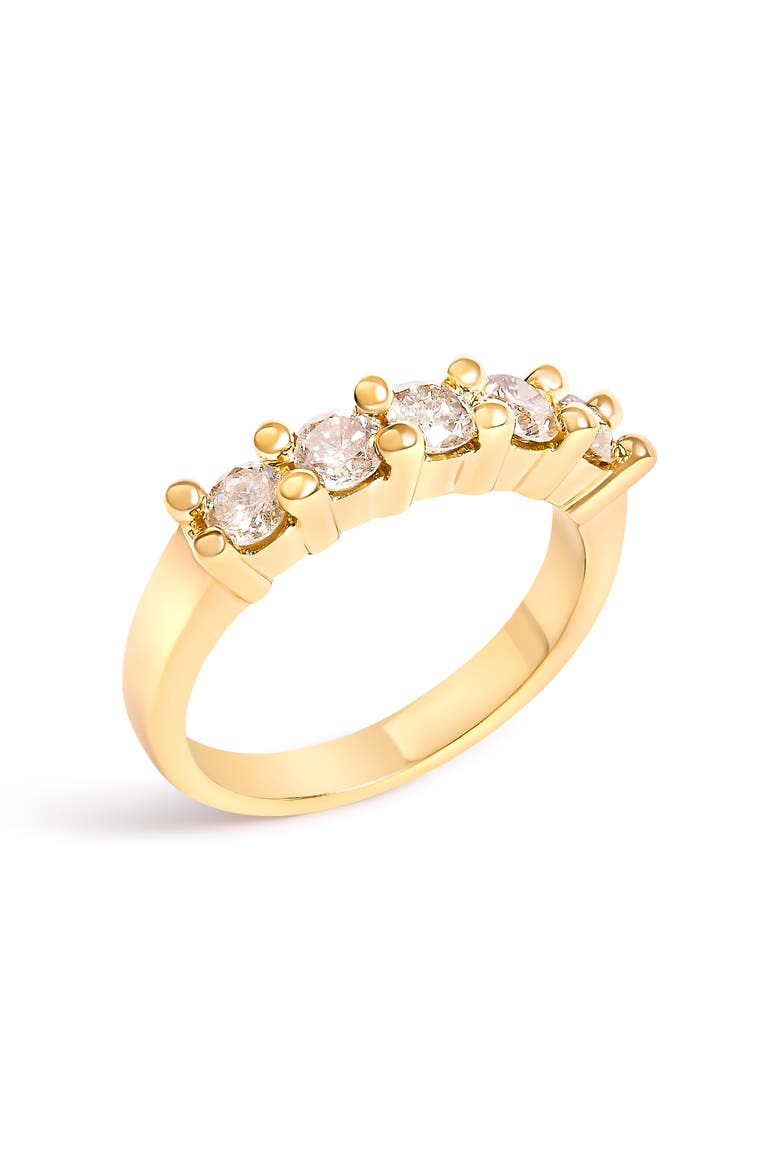 Silver 1.0 Cttw Round Diamond 5 Stone Band Ring, Alternate, color, Yellow
