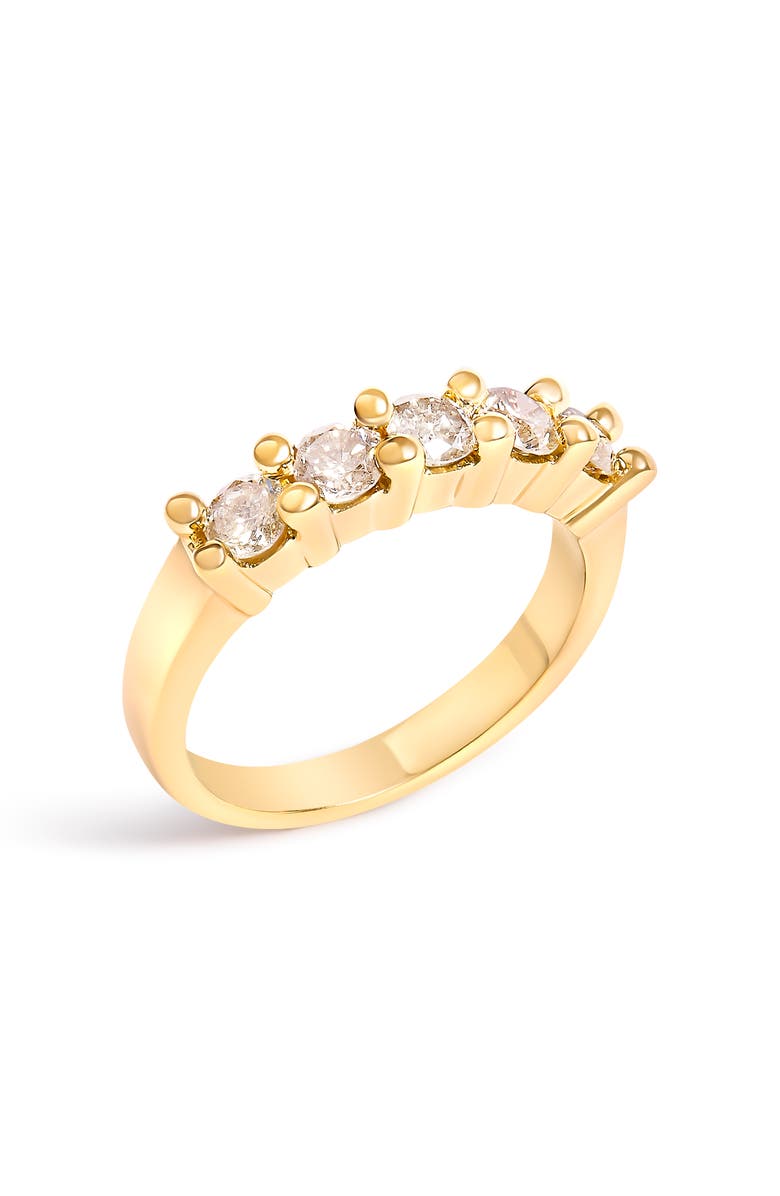 Haus of Brilliance Silver 1.0 Cttw Round Diamond 5 Stone Band Ring, Alternate, color, Yellow