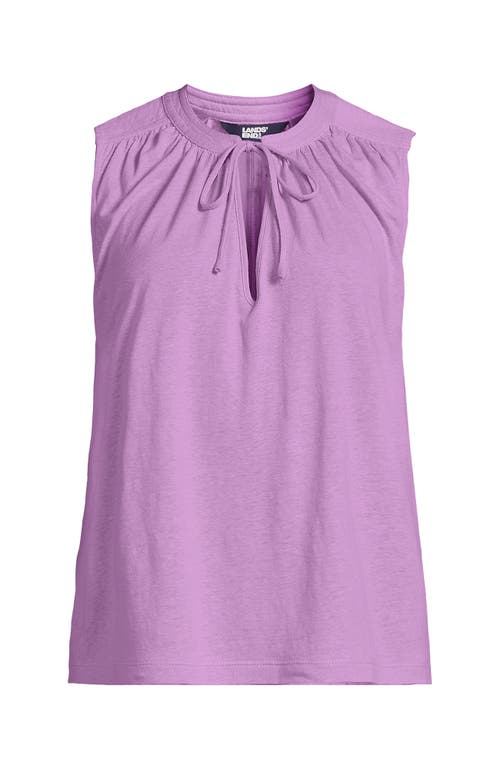 Lands' End Linen Blend Notch Neck Swing Tank Top In Purple