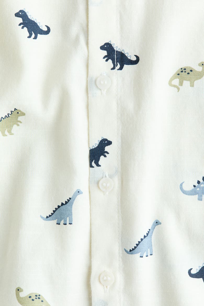 Cotton Grandad Shirt, Alternate, color, Cream/dinosaurs