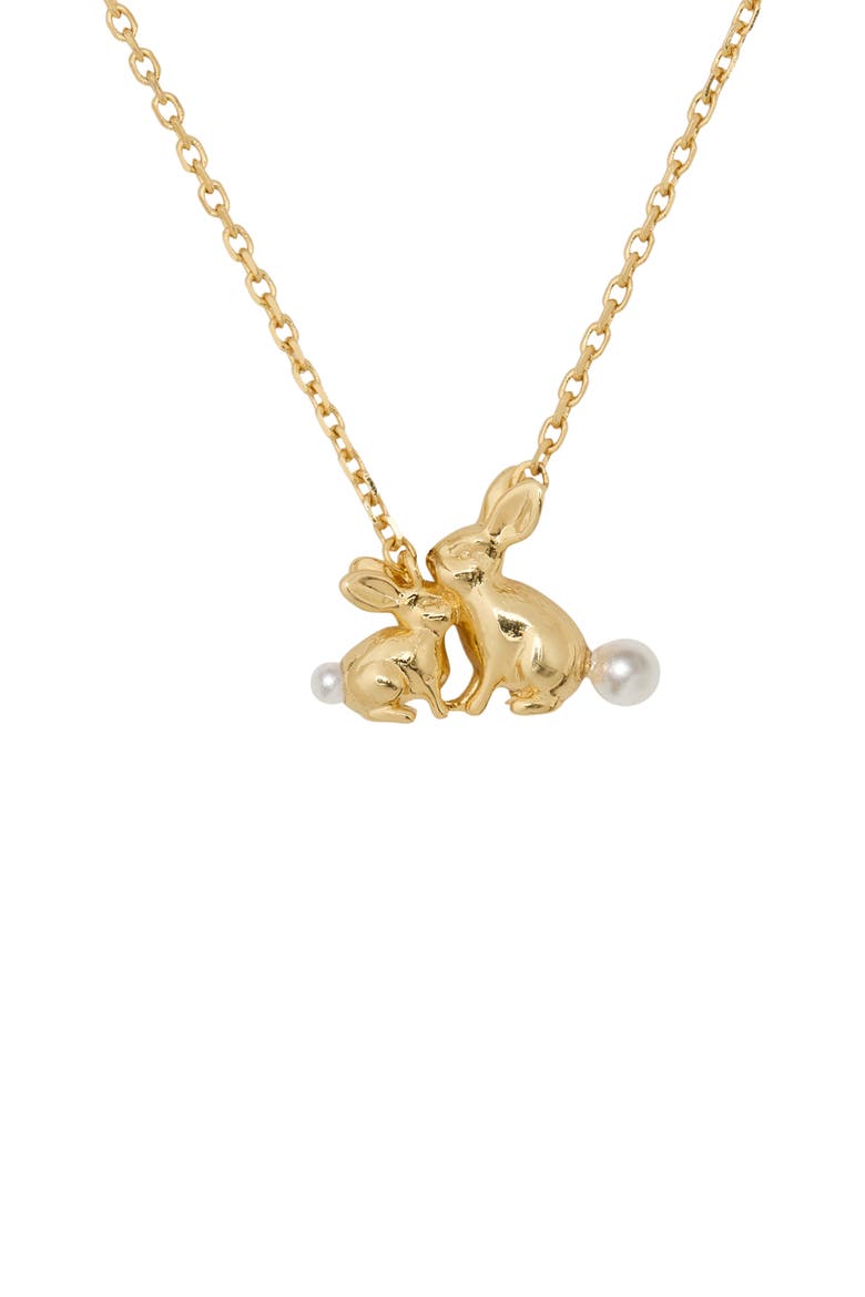 bunny pendant necklace, Main, color, GOLD