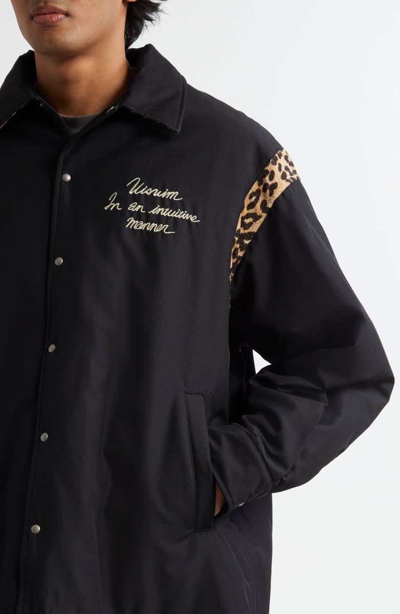VISVIM Embroidered Linen & Cotton Coach's Jacket, Alternate, color, Black