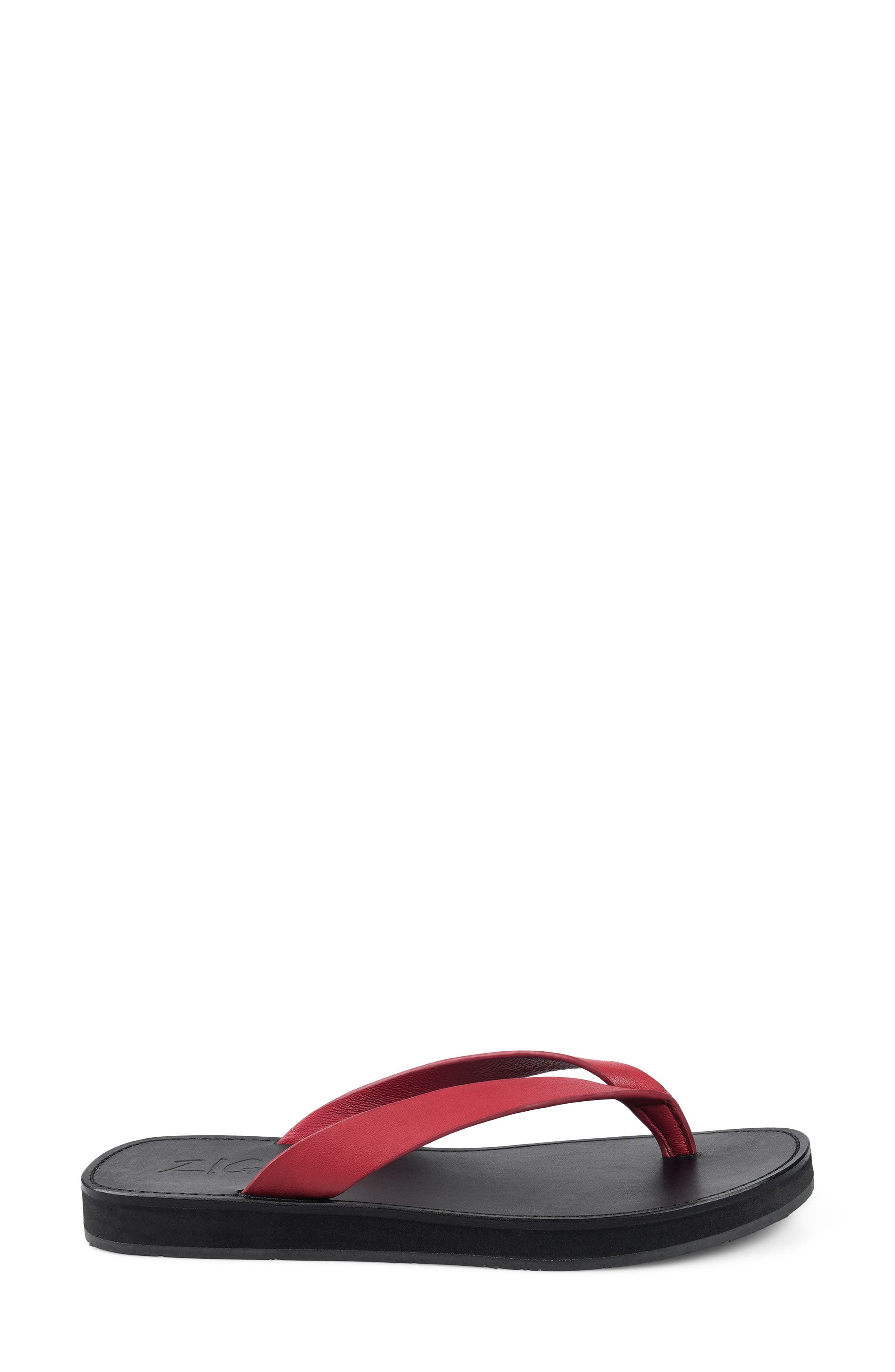 Beachtime Leather Flip Flop, Alternate, color, REDLT