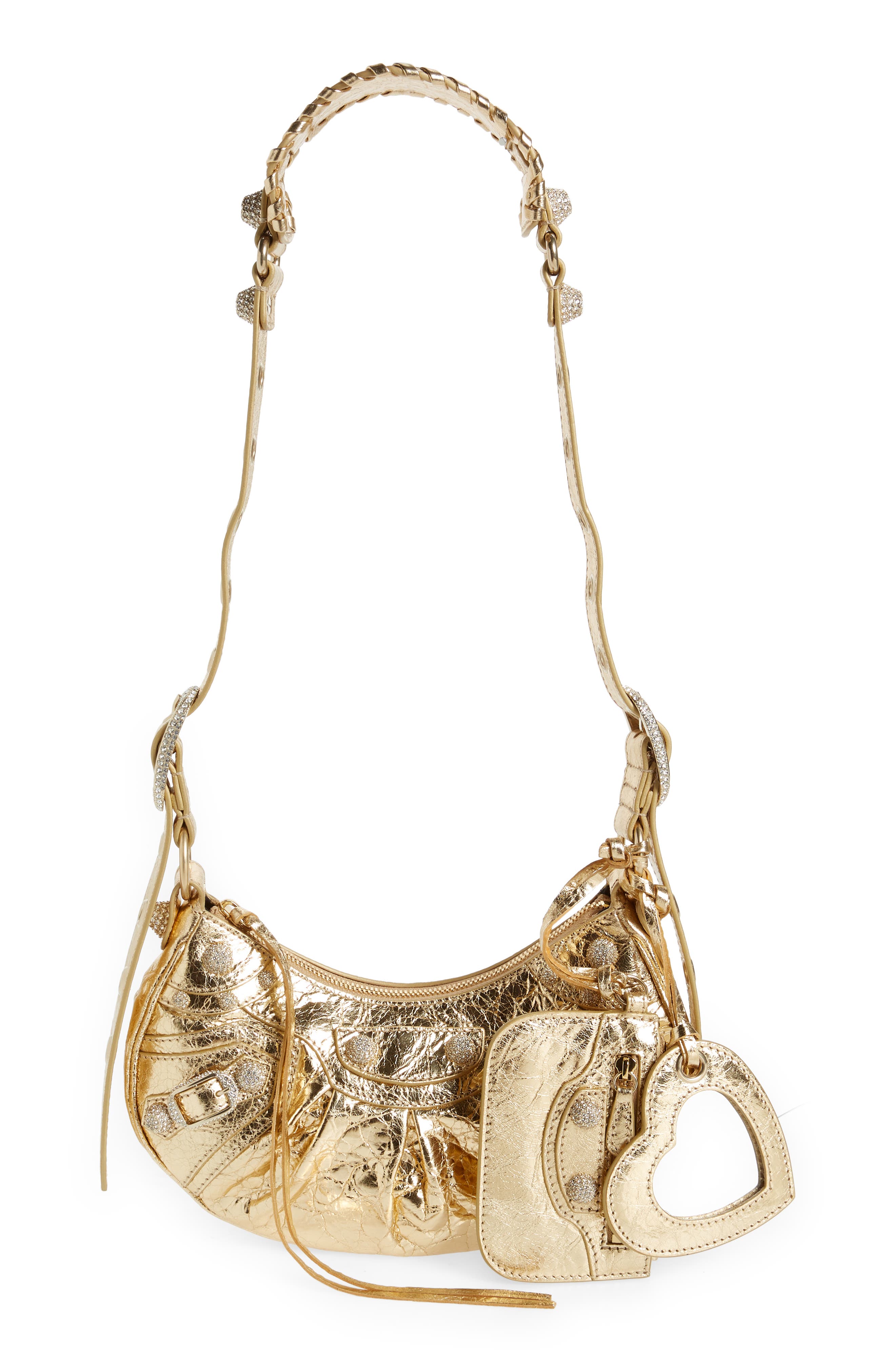 Balenciaga Extra Small Le Cagole Metallic Lambskin Shoulder Bag, Main, color, 