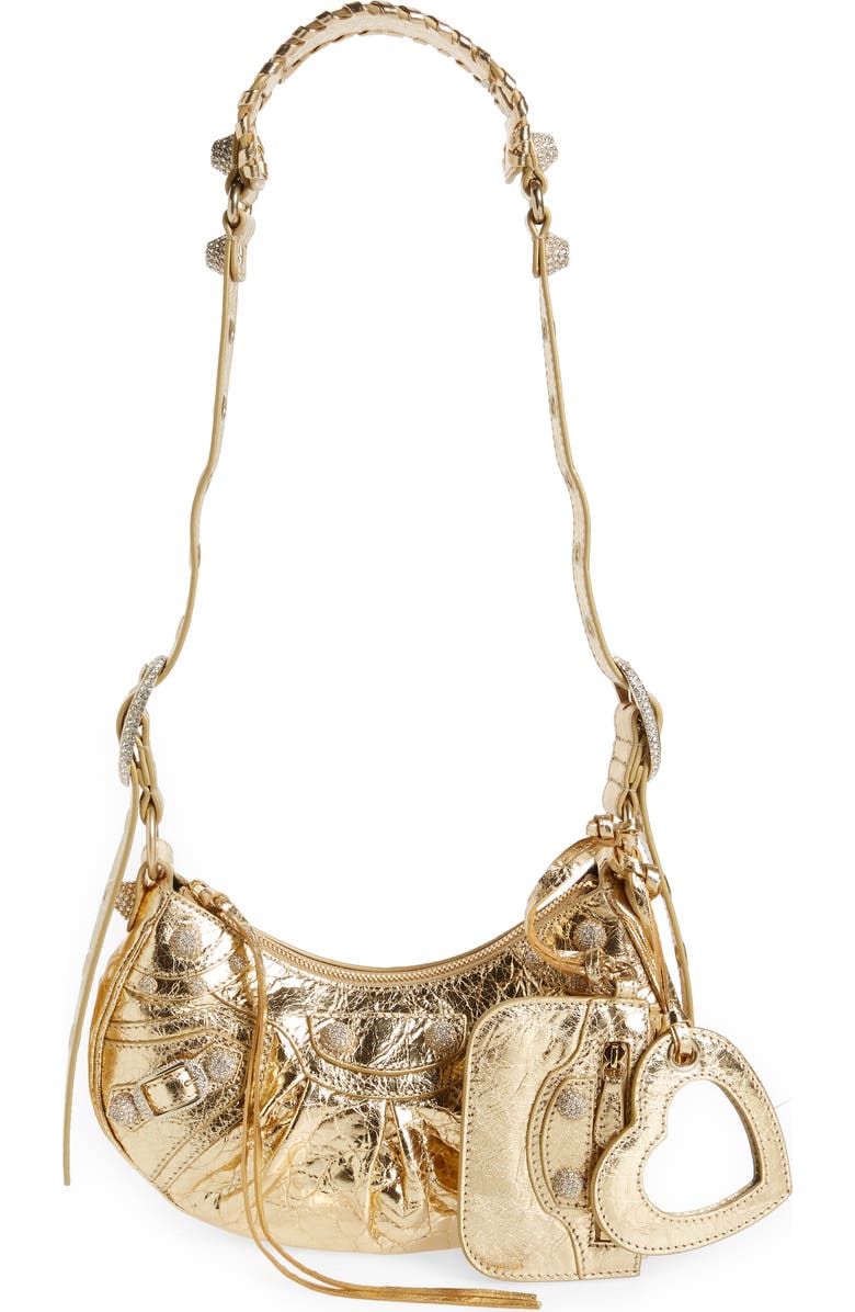 Balenciaga Extra Small Le Cagole Metallic Lambskin Shoulder Bag, Main, color,