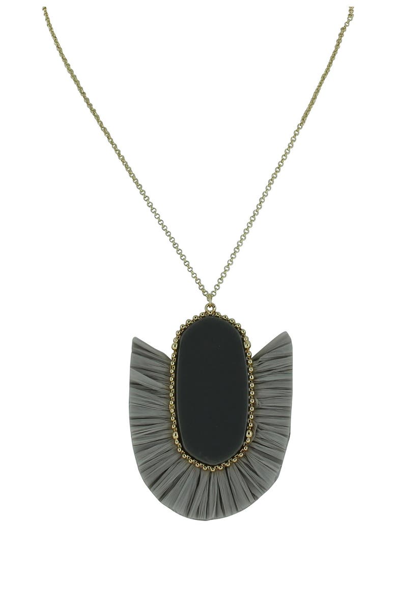 OLIVIA WELLES Glenna Matte Stone & Fringe Pendant Necklace, Main, color, Gray
