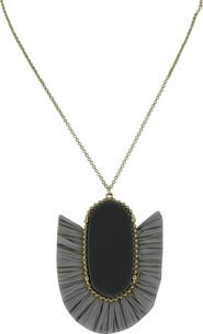 OLIVIA WELLES Glenna Matte Stone & Fringe Pendant Necklace