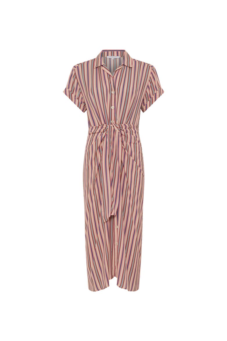 Striped Button-Front  Midi Dress, Alternate, color, Multicolored