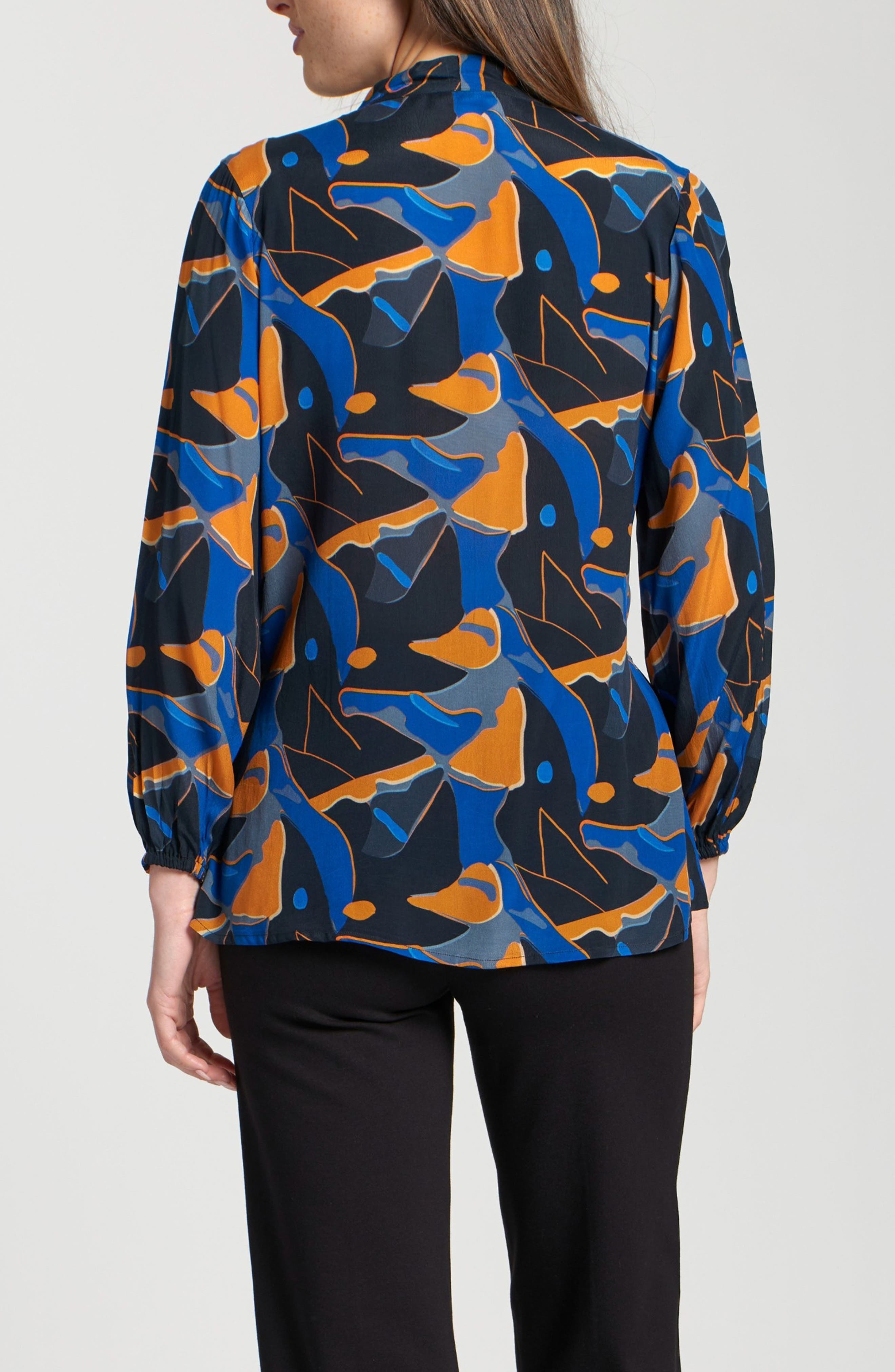 Print Tassel Tie Neck Top - image 4