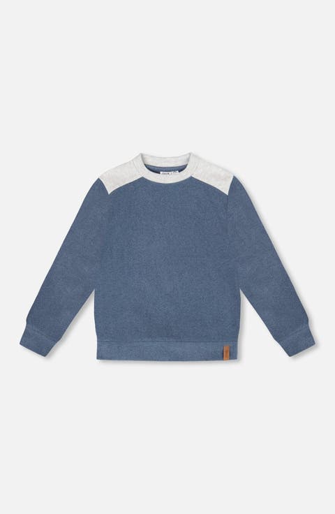 Super Soft Long Sleeve Flat Back Rib Top with Elbow Patches (Toddler & Little Kid)