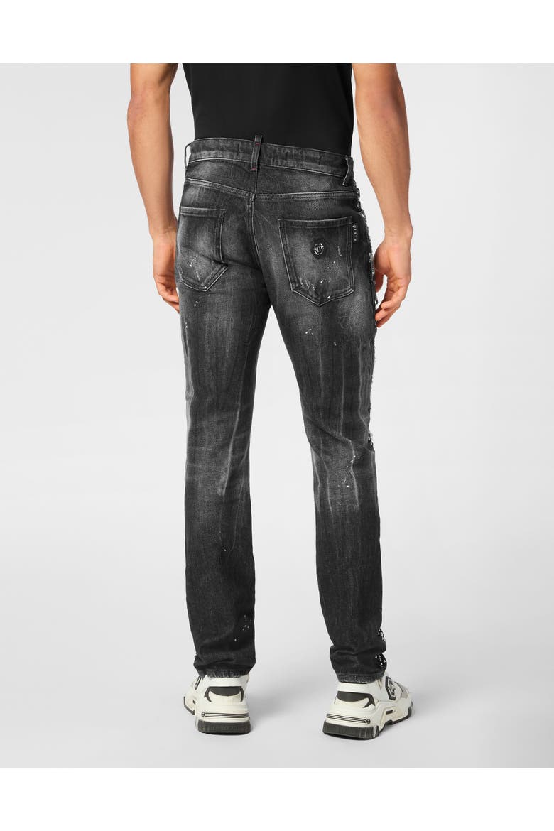 Denim Rock Star Fit Trousers Studs Men, Alternate, color, FogGrey